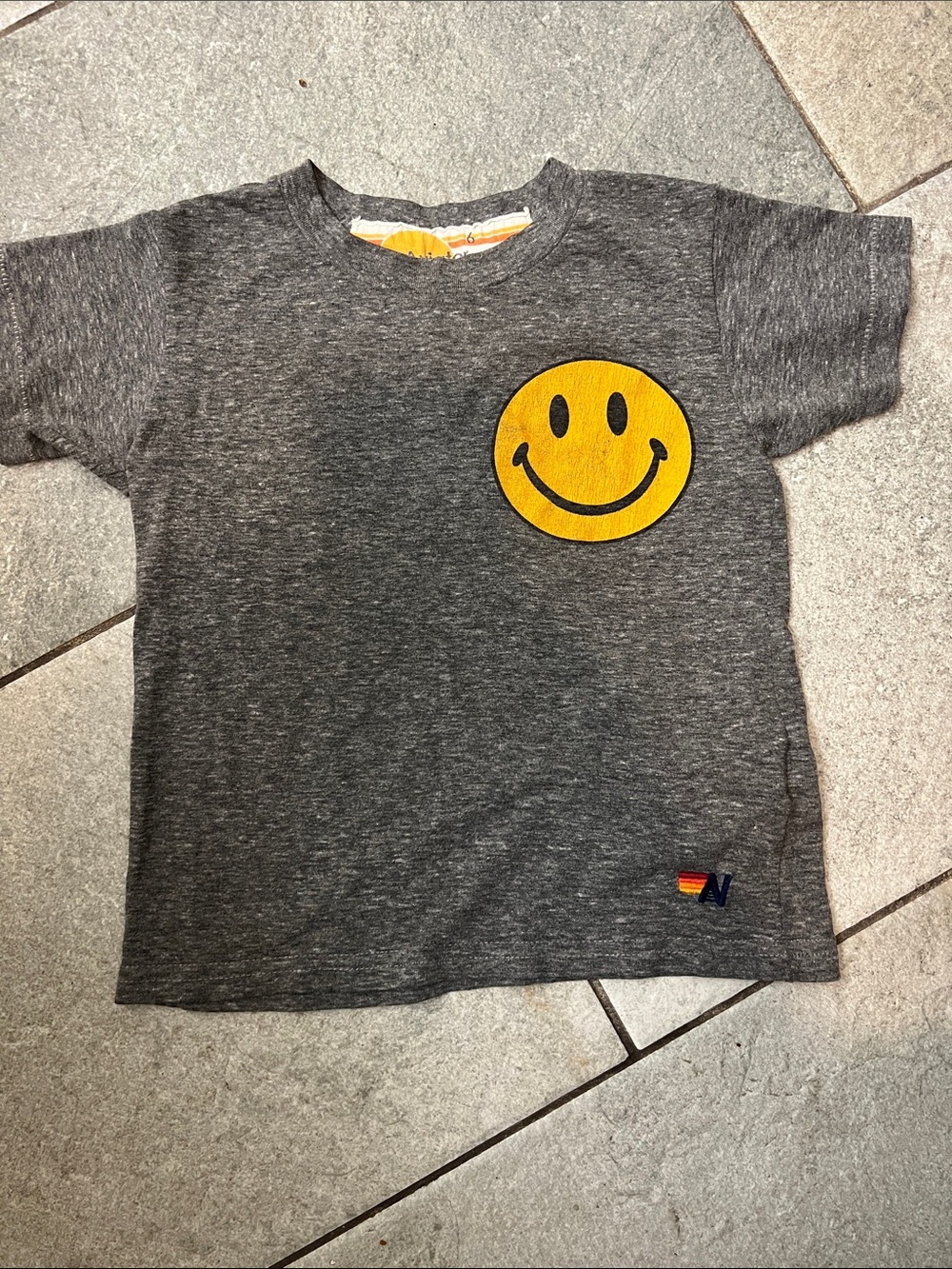 Aviator Nation Gray Tee with Yellow Smiley